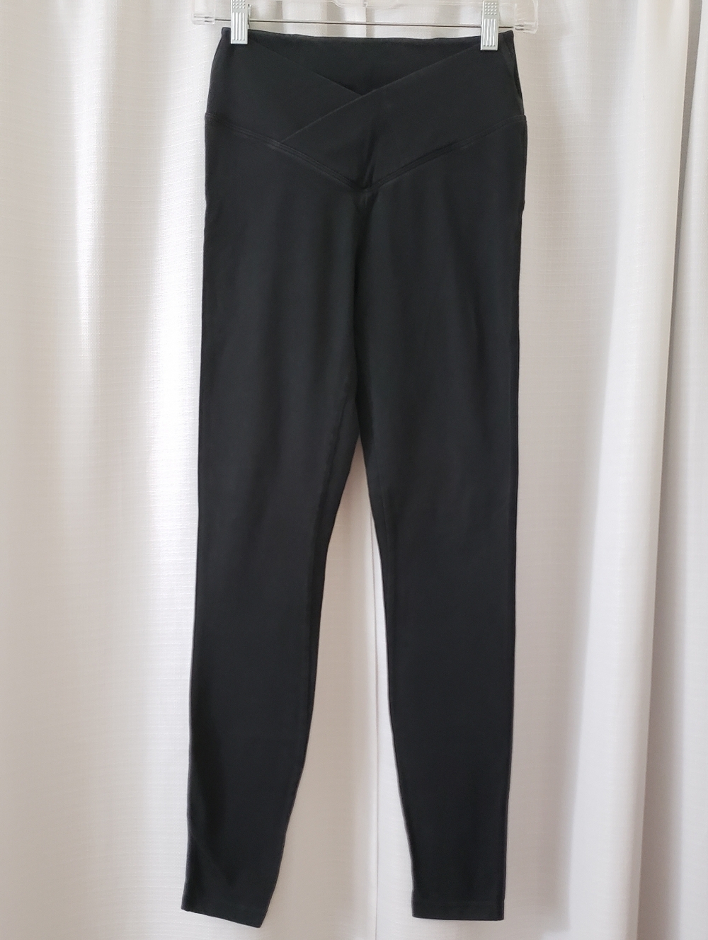 Small Victoria's Secret PINK Black Full Length Leggings - Cross Front Waistband
